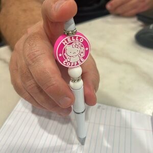 Hello Kitty Themed Silicone and Acrylic Beaded Retractable Pen